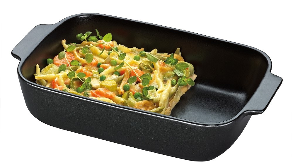 Keramický černý pekáč na lasagne, těstoviny a zeleninu ohnivzdorná keramika PROVENCE černá